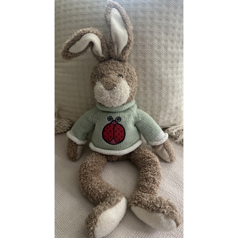 VTG 2005 Animal Adventure Ladybug Sweater Dressed Bunny 11" Cuddly Plush